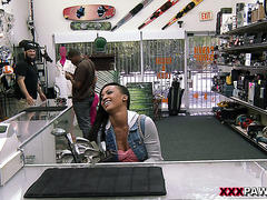Ebony Chick Pleases His Big White Cock For Cash In A Pawnshop